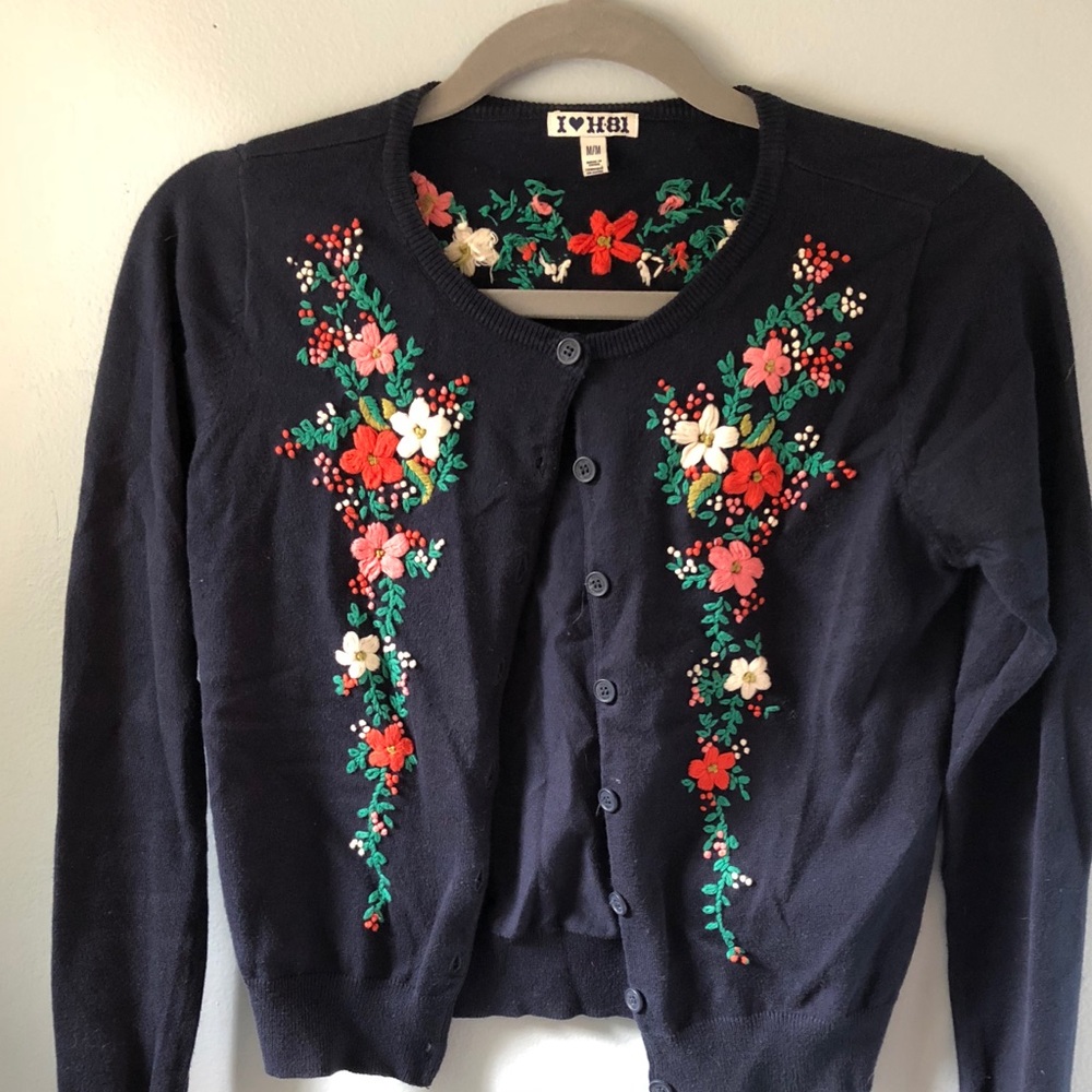 Navy Floral Cardigan